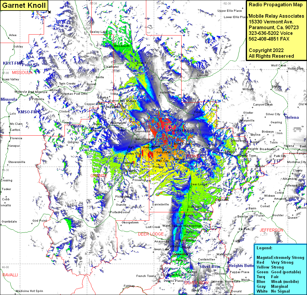 heat map radio coverage Garnet Knoll